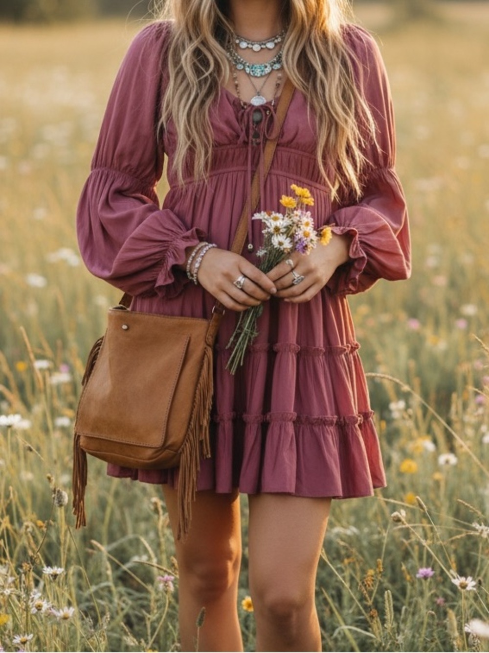 Mustard Seed Women’s Size S Fit Flare Long Sleeve Mini Dress Rose Rayon